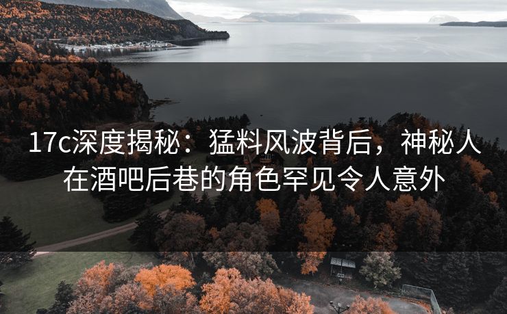17c深度揭秘：猛料风波背后，神秘人在酒吧后巷的角色罕见令人意外