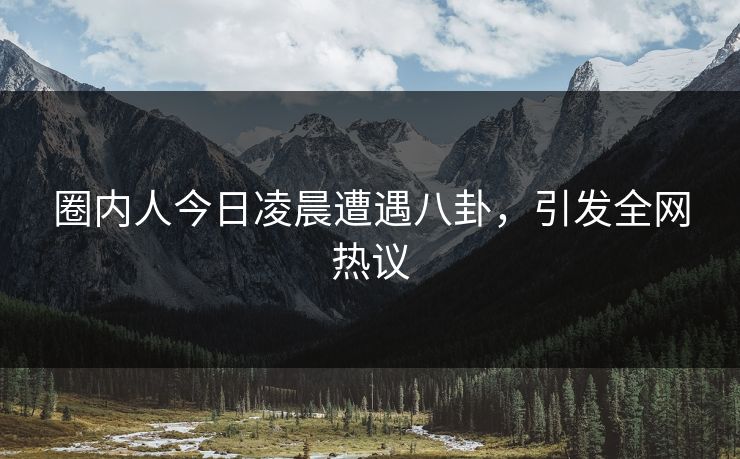 圈内人今日凌晨遭遇八卦，引发全网热议