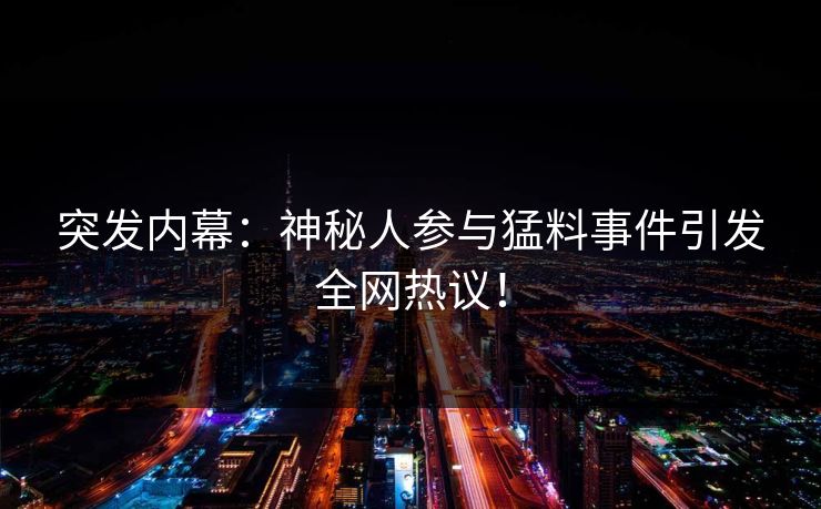 突发内幕：神秘人参与猛料事件引发全网热议！