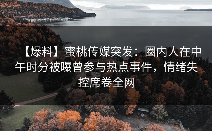 【爆料】蜜桃传媒突发：圈内人在中午时分被曝曾参与热点事件，情绪失控席卷全网