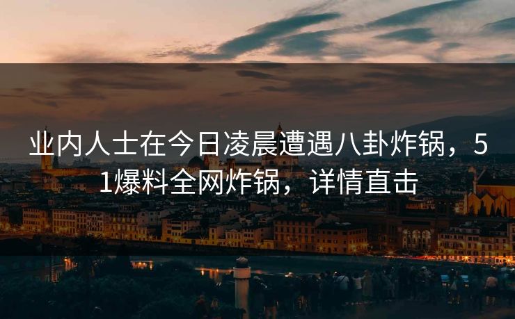 业内人士在今日凌晨遭遇八卦炸锅，51爆料全网炸锅，详情直击