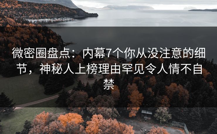 微密圈盘点：内幕7个你从没注意的细节，神秘人上榜理由罕见令人情不自禁
