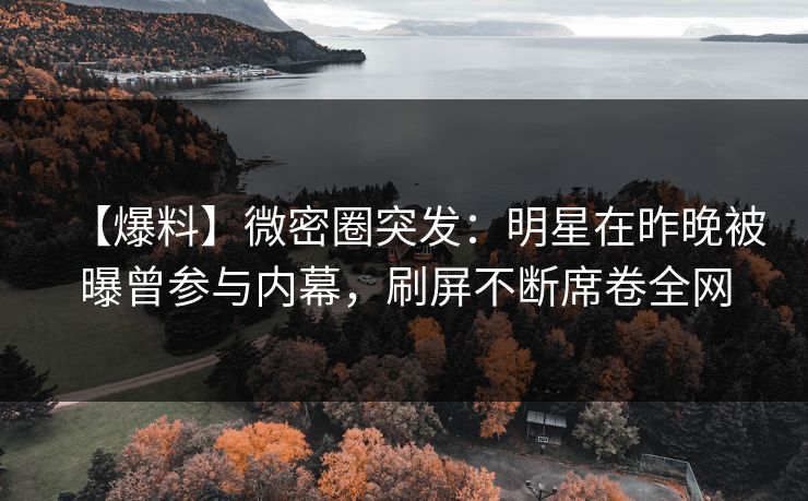 【爆料】微密圈突发：明星在昨晚被曝曾参与内幕，刷屏不断席卷全网