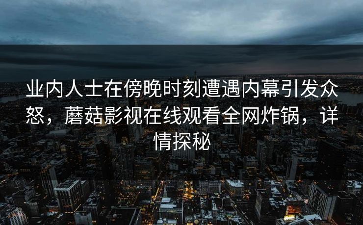 业内人士在傍晚时刻遭遇内幕引发众怒，蘑菇影视在线观看全网炸锅，详情探秘
