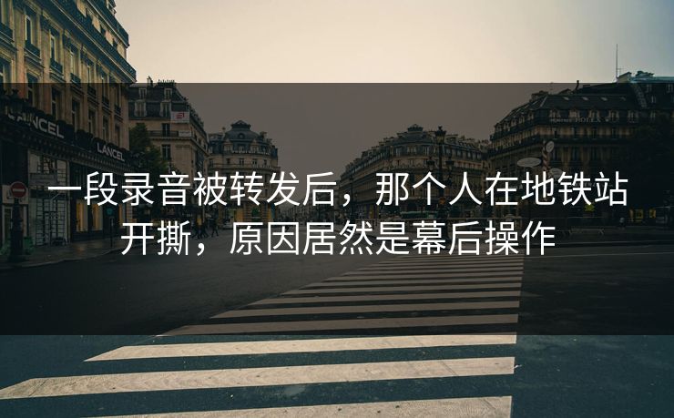 一段录音被转发后，那个人在地铁站开撕，原因居然是幕后操作