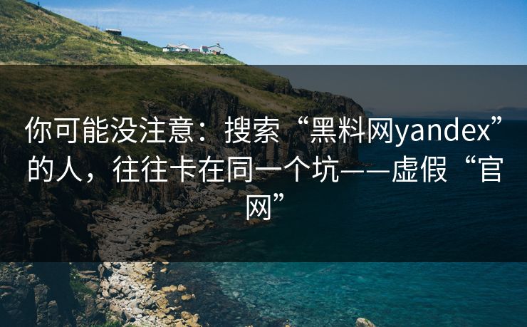 你可能没注意：搜索“黑料网yandex”的人，往往卡在同一个坑——虚假“官网”